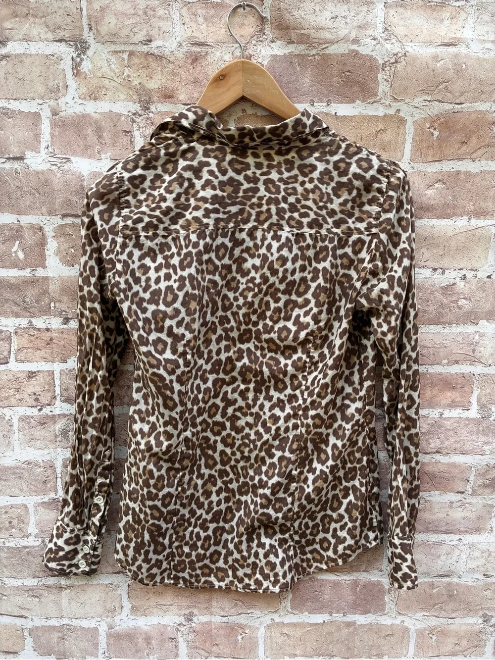 J. Crew size 4 silk blend Leopard Print Button-Down Shirt Brown & Cream